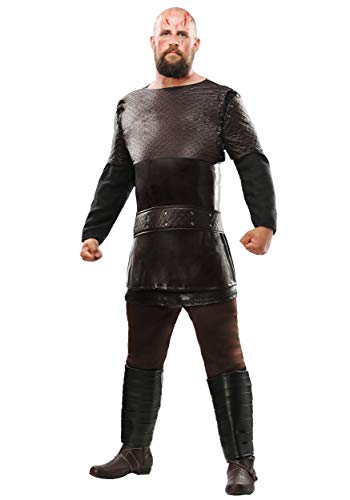 Ragnar Lothbrok Viking Costume for Men | Tunic with Embossed Faux Leather Pieces Plus...