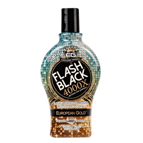 European Gold Flash Black 4000X Indoor Tanning Lotion with Time-Release DHA Bronzers,...