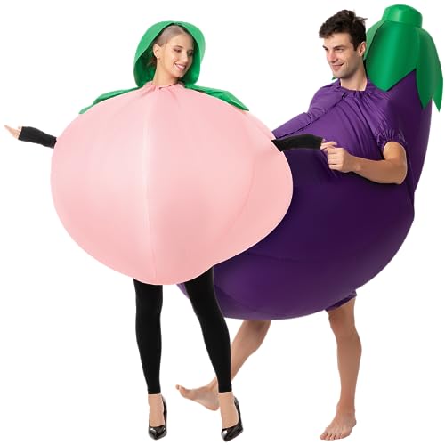 Spooktacular Creations 2Pcs Inflatable Halloween Costumes, Peach and Eggplant Couple...