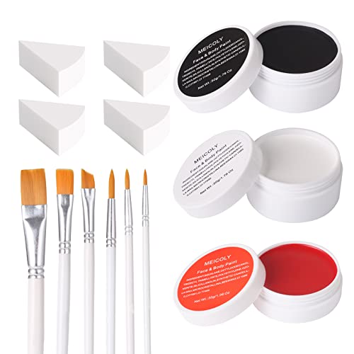 MEICOLY Clown Makeup Kit,White Black Red Face Body Paint Halloween Makeup,Pro Oil...