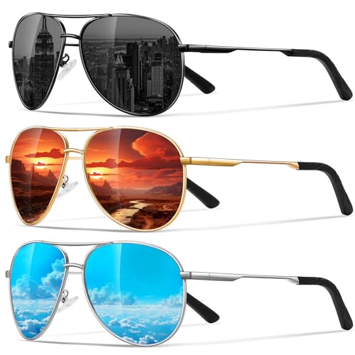 Eiuizah Polarized Aviator Sunglasses for Men, Driving Sun Glasses with UV Protection...