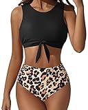 1. SUUKSESS Tie-Dye Two Piece High Waist Swimsuit