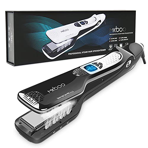 MKBOO Hair Straightener with Steam, Salon Professional Nano Titanium Ceramic Steam...