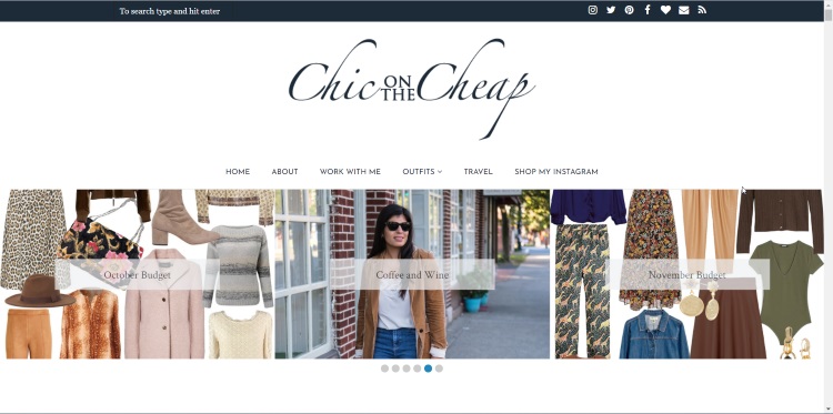 homepage of very popular fashion thrift blogger