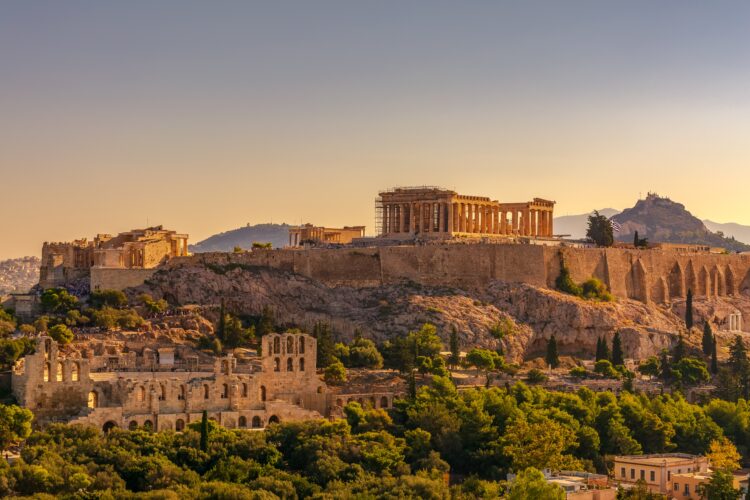 View of the Acropolis of Athens in Greece