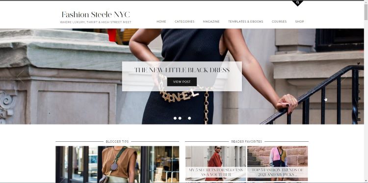 homepage of luxury clothing thrift blog