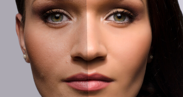 woman before after retouching