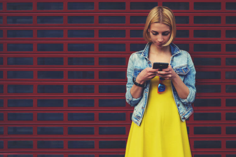 woman chatting smartphone